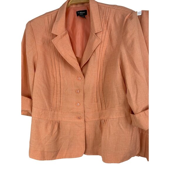 T. Milano 2-Piece Peplum & Pleat Skirt Suit 20W Summer Peach RAA10417 - Picture 5 of 11